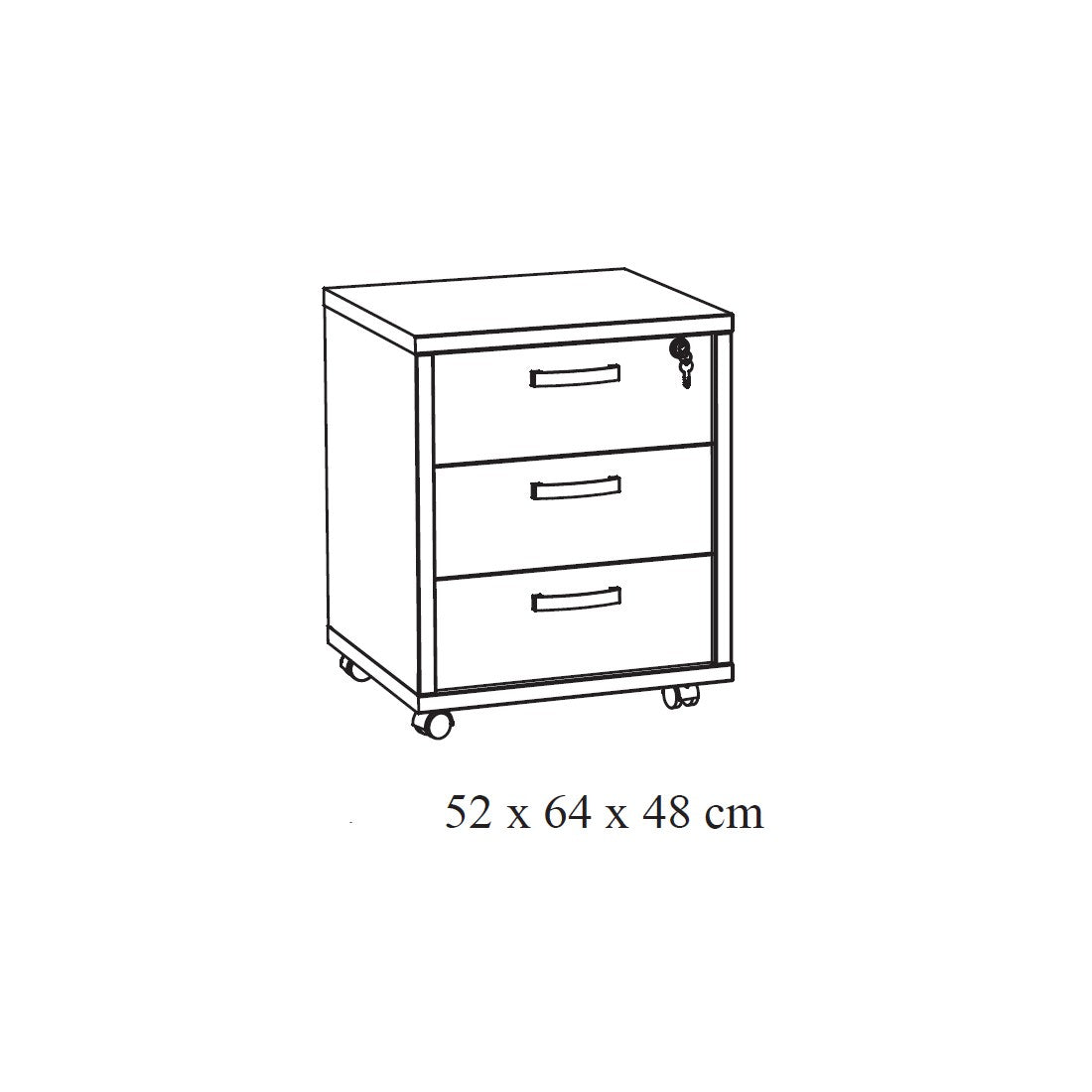 Cassettiera da ufficio a 3 cassetti colore rovere dorato collezione DEPÉ