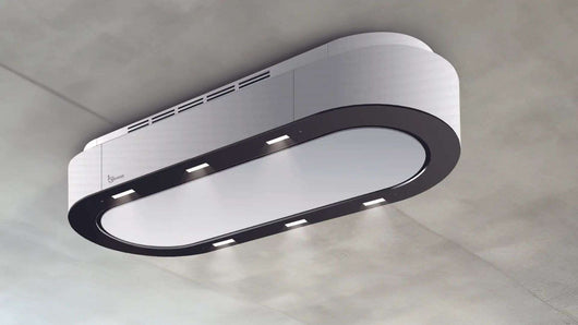 Cappa a soffitto UNIKA cm 120x50 - Bianca e Nera a vista - 800 m3/h
