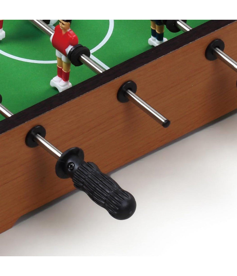 Calcio Balilla Biliardino Da Tavolo In Legno Con 4 Stecche E 12 Omini 35x22x7cm         