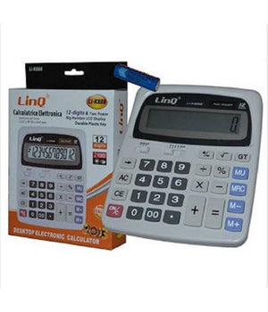 Calcolatrice Elettronica Li-k888 Display Lcd 12 Cifre A Grandi Numeri 2 Power         