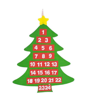 Calendario Avvento Albero Di Natale Feltro Con Tasche Decorazioni Natalizie 54cm         
