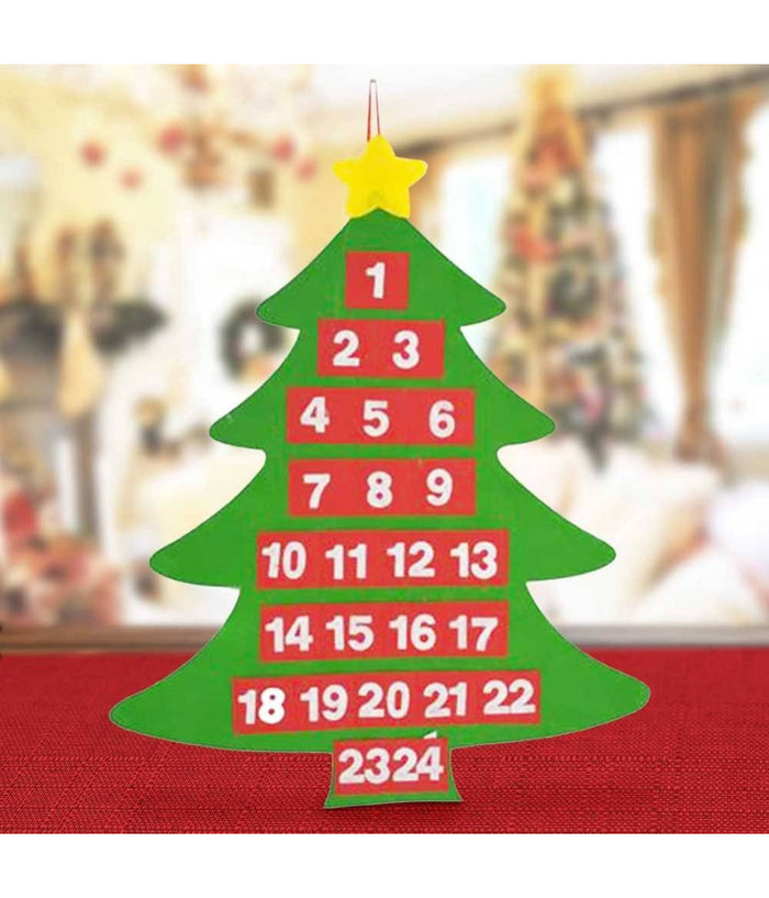 Calendario Avvento Albero Di Natale Feltro Con Tasche Decorazioni Natalizie 54cm         
