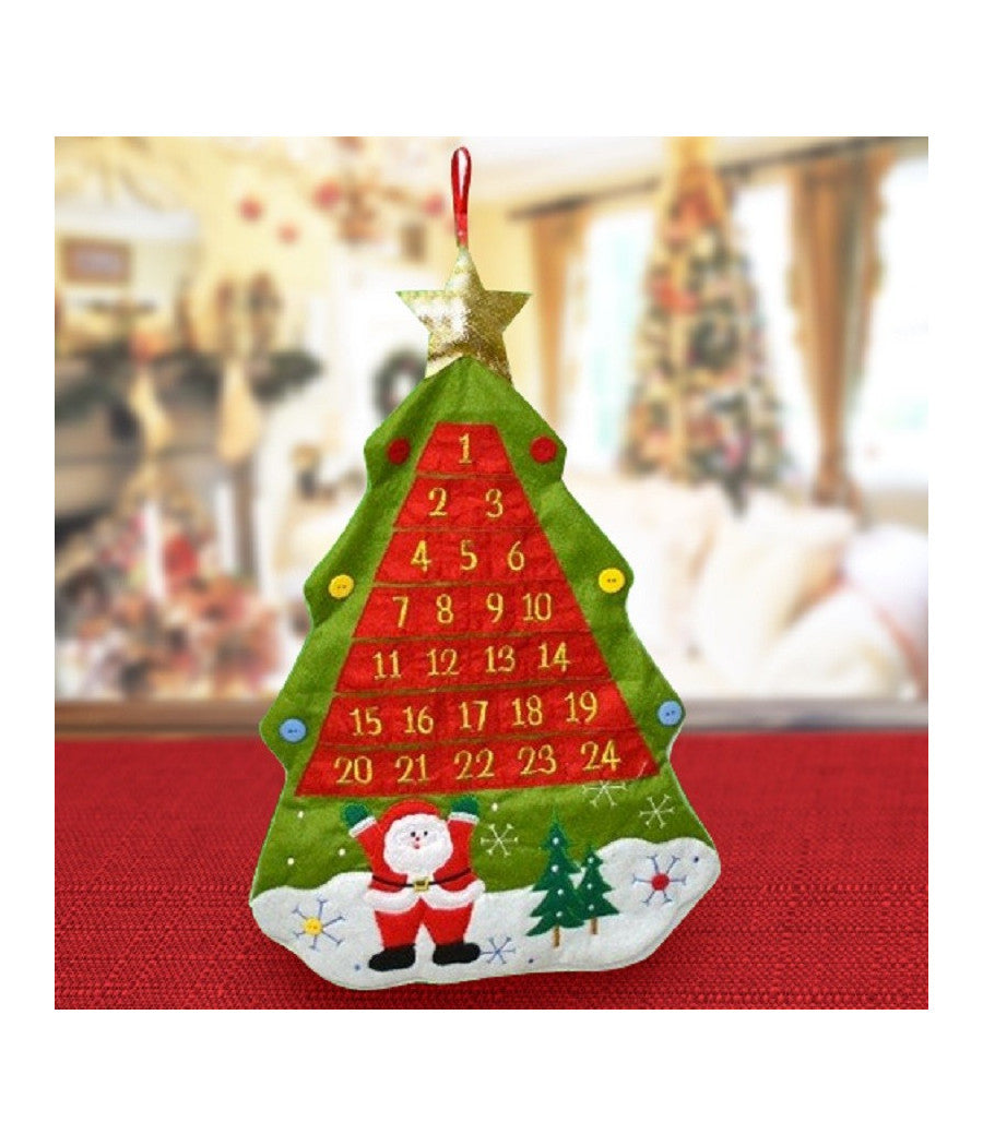 Calendario Avvento Albero Di Natale Feltro Numeri Tasche Decorazioni Natalizie         