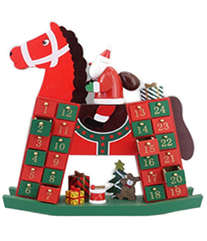 Calendario Avvento Altalena Cavallo Natale Legno Cassetti Decorazioni Natalizie         