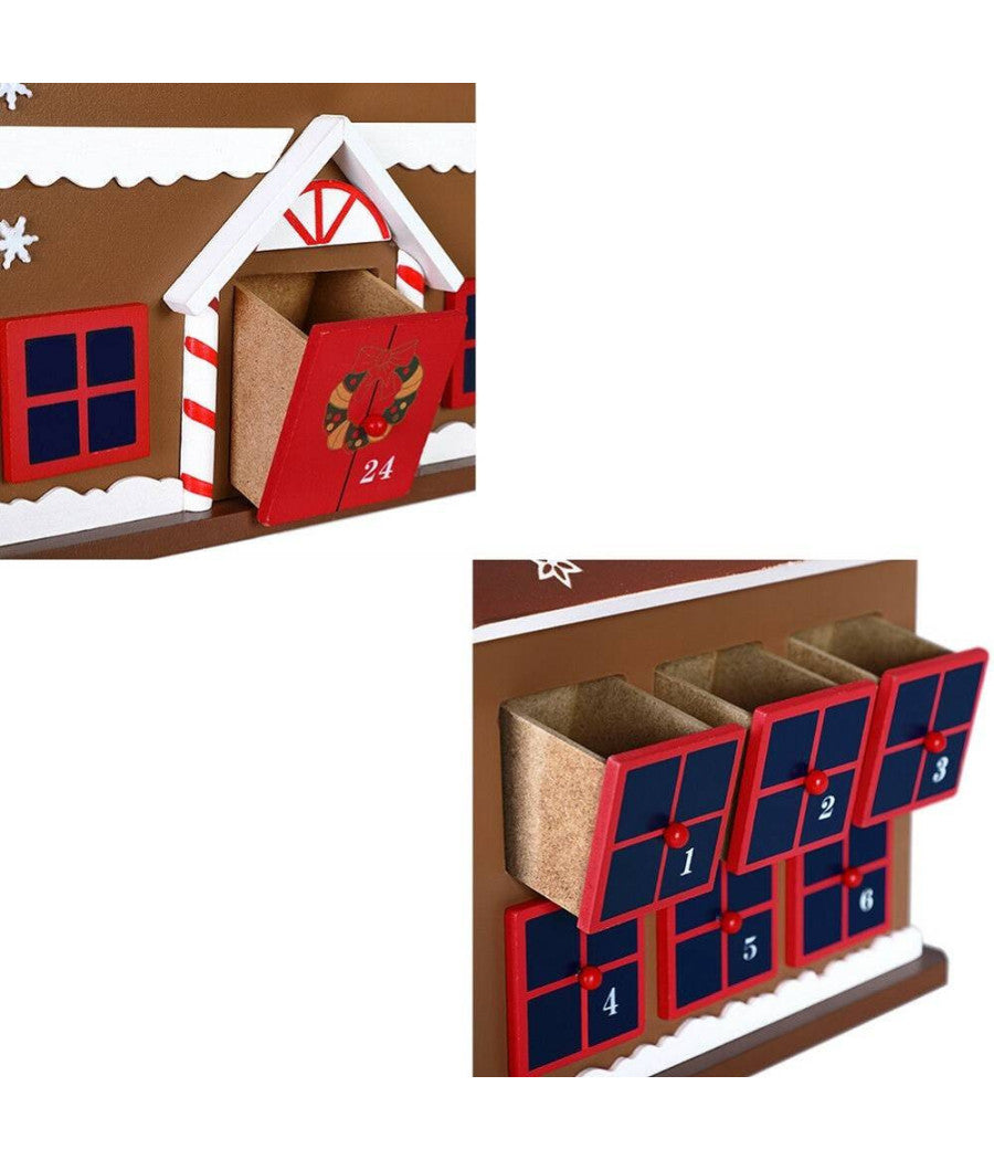 Calendario Avvento Di Natale Casetta In Legno 24 Cassetti Decorazioni Natalizie         