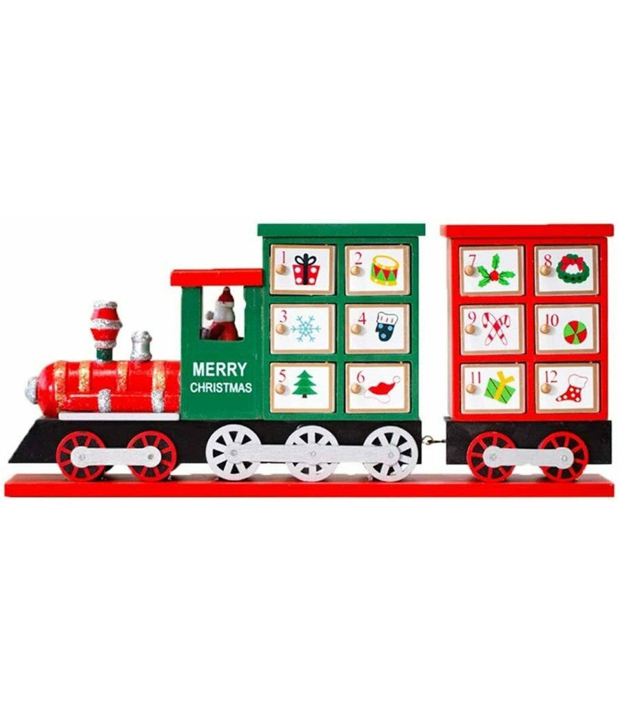 Calendario Avvento Trenino Di Natale In Legno 24 Cassetti Decorazioni Natalizie         
