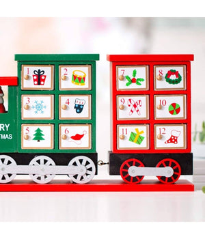 Calendario Avvento Trenino Di Natale In Legno 24 Cassetti Decorazioni Natalizie         