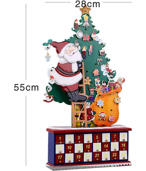 Calendario Dell'avvento Babbo Natale In Legno 24 Cassetti Decorazioni Natalizie         
