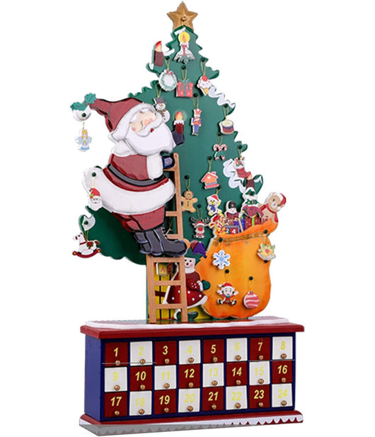 Calendario Dell'avvento Babbo Natale In Legno 24 Cassetti Decorazioni Natalizie         