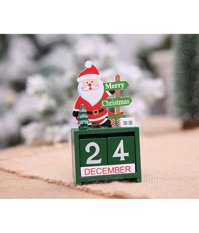 Calendario Dell'avvento Babbo Natale In Legno Datario Data Decorazioni Natalizie         