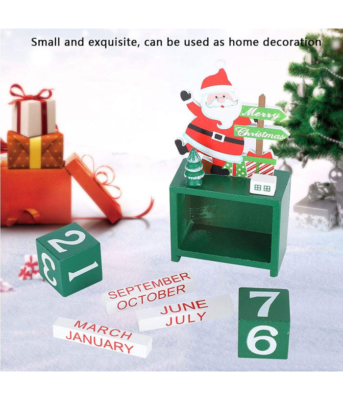 Calendario Dell'avvento Babbo Natale In Legno Datario Data Decorazioni Natalizie         