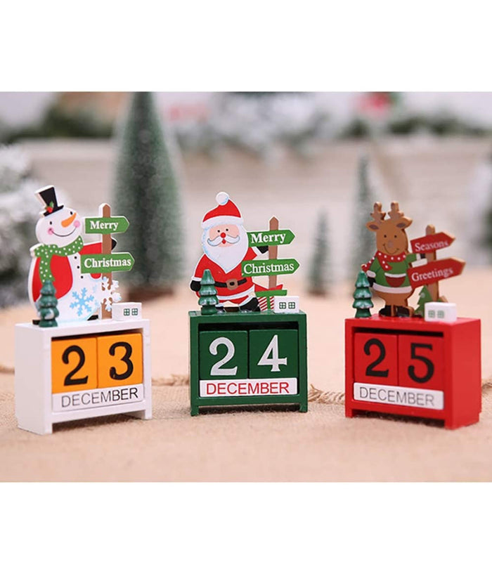 Calendario Dell'avvento Babbo Natale In Legno Datario Data Decorazioni Natalizie         