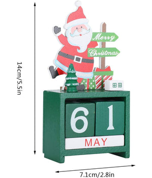 Calendario Dell'avvento Babbo Natale In Legno Datario Data Decorazioni Natalizie         