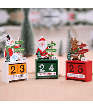 Calendario Dell'avvento Babbo Natale In Legno Datario Data Decorazioni Natalizie         