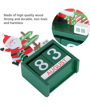 Calendario Dell'avvento Babbo Natale In Legno Datario Data Decorazioni Natalizie         