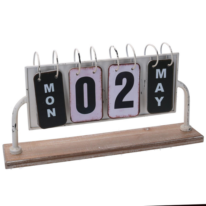 Calendario metallo bianco rettangolare cm 37x20h8