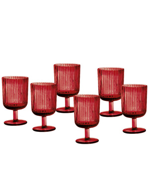 CALICE PLISSE ROSSO SET 6 PZ VETRO