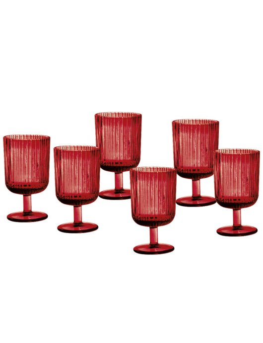 CALICE PLISSE ROSSO SET 6 PZ VETRO