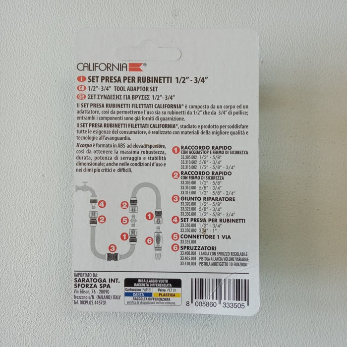 California 1/2 - 3/4 portagomma presa rubinetto giardino