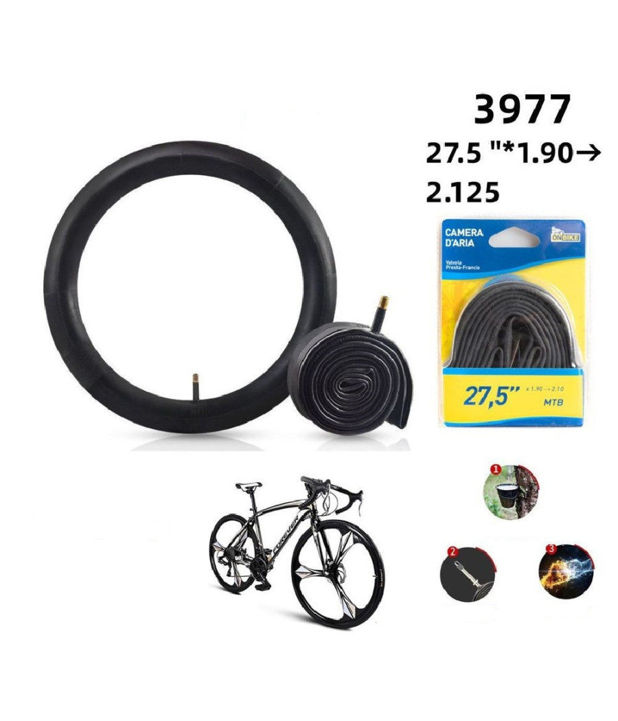 Camera D'aria Bici 27,5"x1.90 2.125 Valvola Presta Compatibile Regina Italia 3977         