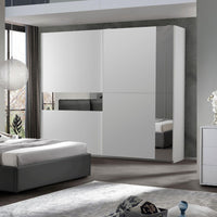 Camera da letto Manon con armadio 2 ante scorrevoli colore bianco e grigio
