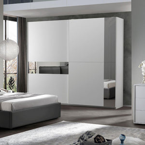 Camera da letto Manon con armadio 2 ante scorrevoli colore bianco e grigio