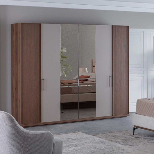 Camera da letto con letto contenitore e armadio con specchi Vega