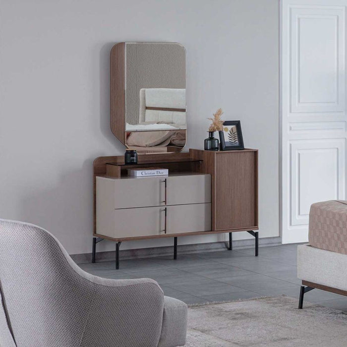 Camera da letto con letto contenitore e armadio con specchi Vega