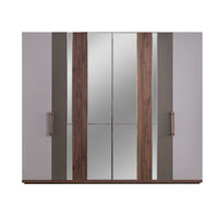 Camera da letto grigio noce e caffè con armadio e letto contenitore Pastel