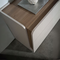 Camera da letto cashmere olmo biscotto armadio 6 ante con specchi e letto contenitore Loana