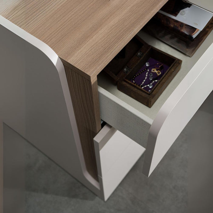 Camera da letto cashmere olmo biscotto armadio 6 ante con specchi e letto contenitore Loana