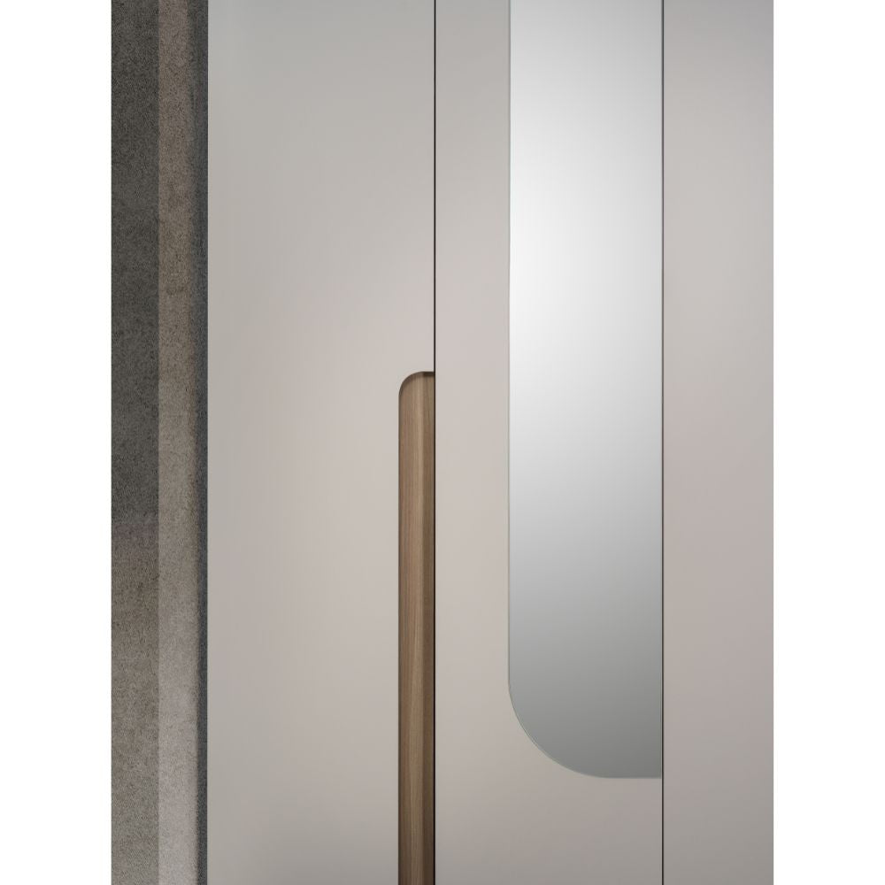 Camera da letto cashmere olmo biscotto armadio 6 ante con specchi e letto contenitore Loana