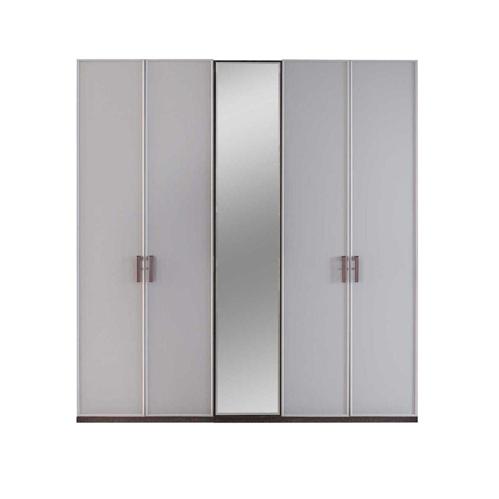 Camera da letto Merlin noce mozambik spatolato armadio 6 ante e letto contenitore