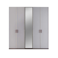 Camera da letto Merlin noce mozambik spatolato armadio 6 ante e letto contenitore