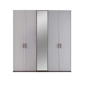 Camera da letto Merlin noce mozambik spatolato armadio 6 ante e letto contenitore