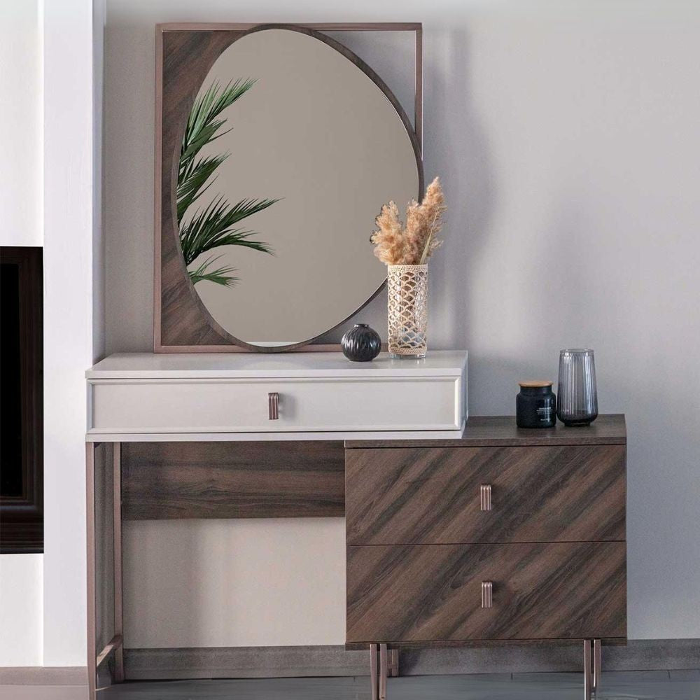 Camera da letto Merlin noce mozambik spatolato armadio 6 ante e letto contenitore