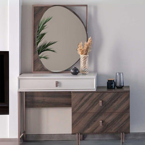 Camera da letto Merlin noce mozambik spatolato armadio 6 ante e letto contenitore