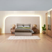 Camera da letto Natura colore rovere miele effetto vimini e armadio a specchio