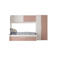 Cameretta a ponte con letto estraibile 6007 colore bianco e rosa antico reversibile