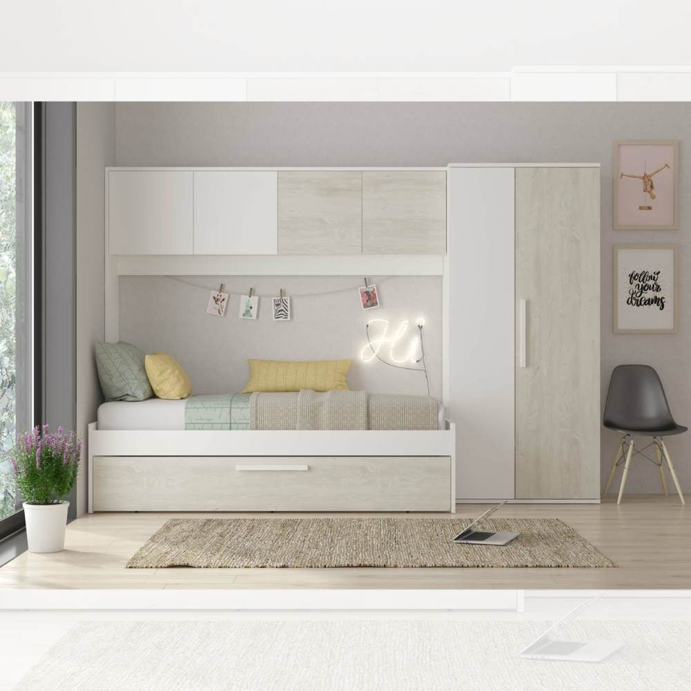 Cameretta a ponte con letto estraibile bianco e bianco consumato 6006 reversibile