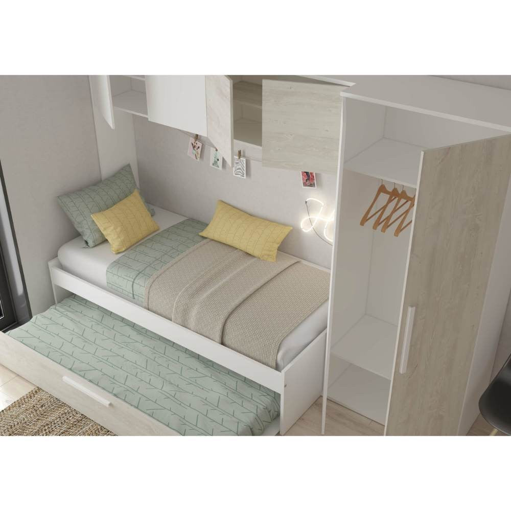 Cameretta a ponte con letto estraibile bianco e bianco consumato 6006 reversibile