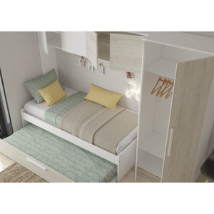 Cameretta a ponte con letto estraibile bianco e bianco consumato 6006 reversibile