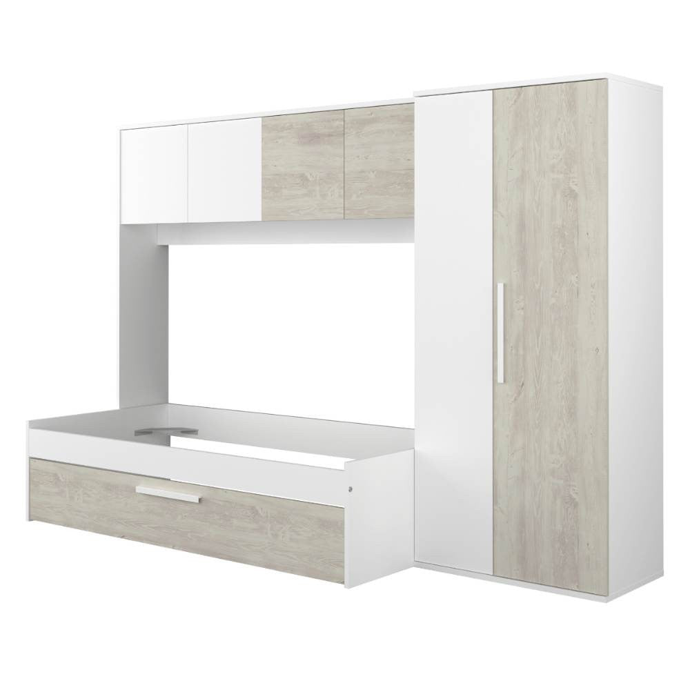 Cameretta a ponte con letto estraibile bianco e bianco consumato 6006 reversibile