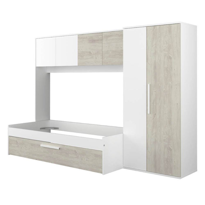 Cameretta a ponte con letto estraibile bianco e bianco consumato 6006 reversibile