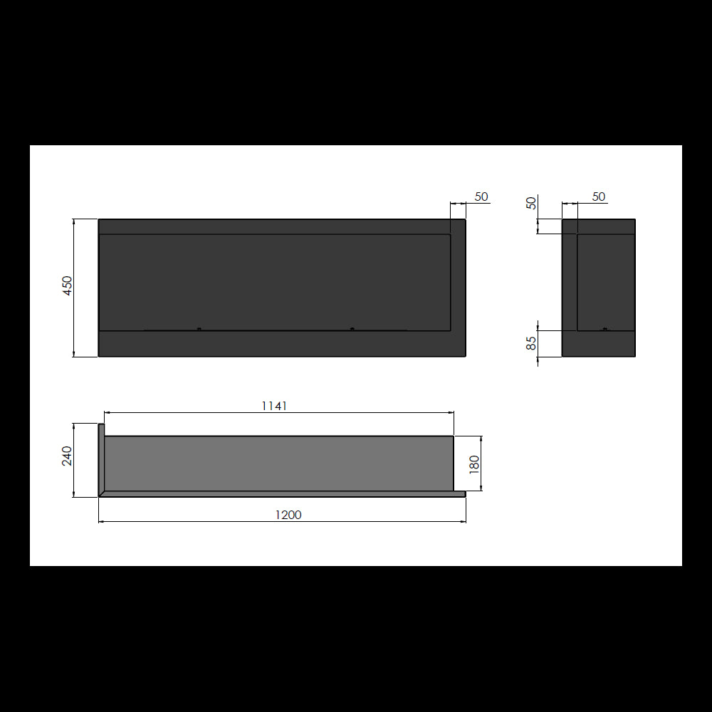 Caminetto a Bioetanolo Angolare Corner 1200 Left SimpleFire da incasso con Vetro