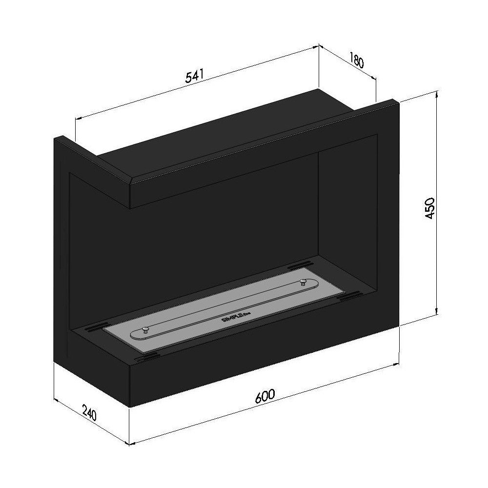 Caminetto a Bioetanolo Angolare Corner 600 Left SimpleFire da incasso con Vetro