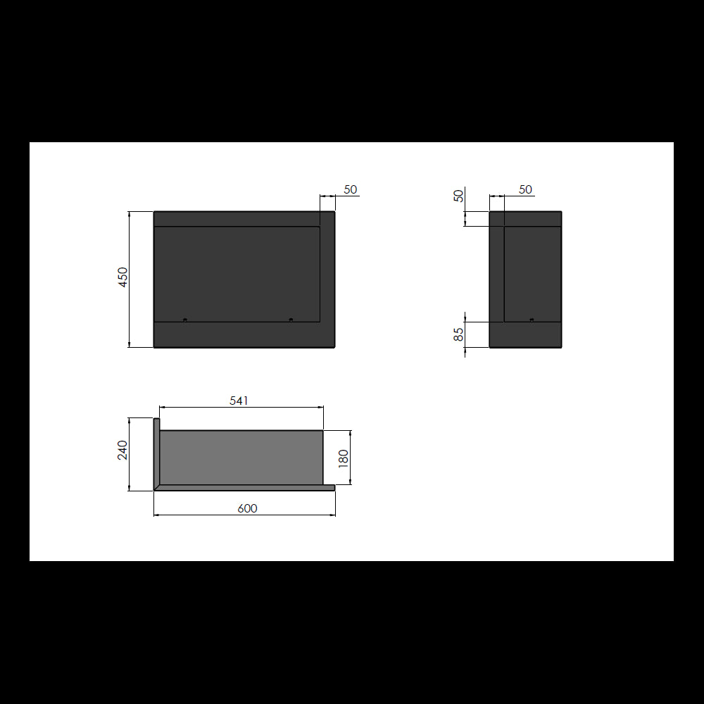 Caminetto a Bioetanolo Angolare Corner 600 Left SimpleFire da incasso con Vetro