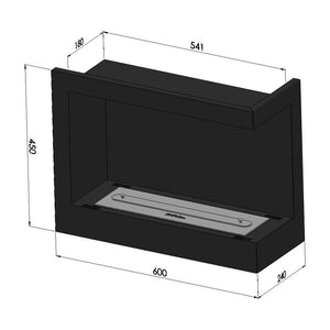 Caminetto a Bioetanolo Angolare Corner 600 Right SimpleFire da incasso con Vetro