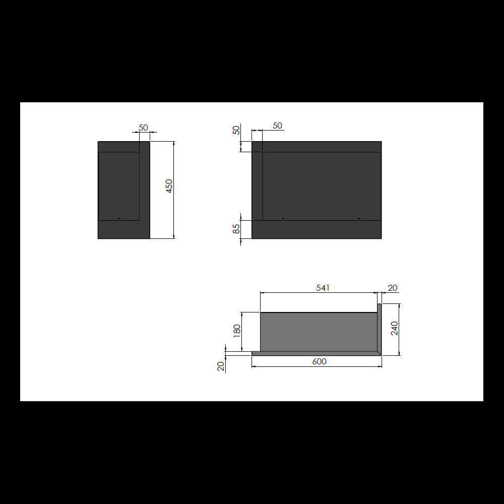 Caminetto a Bioetanolo Angolare Corner 600 Right SimpleFire da incasso con Vetro
