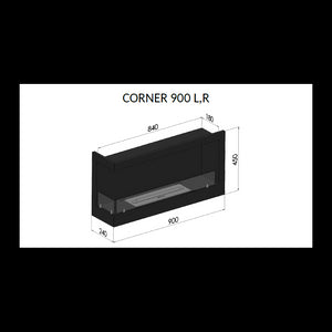 Caminetto a Bioetanolo Angolare Corner 900 Left SimpleFire da incasso con Vetro